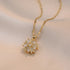 Zircon Flower Pendant Necklace - Oria Jewel