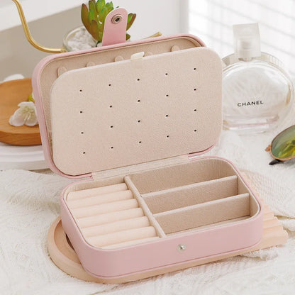 Portable Jewelry Storage Box Travel Organizer Jewelry Case Leather Storage Earrings Necklace Ring Jewelry Organizer Display - Oria Jewel