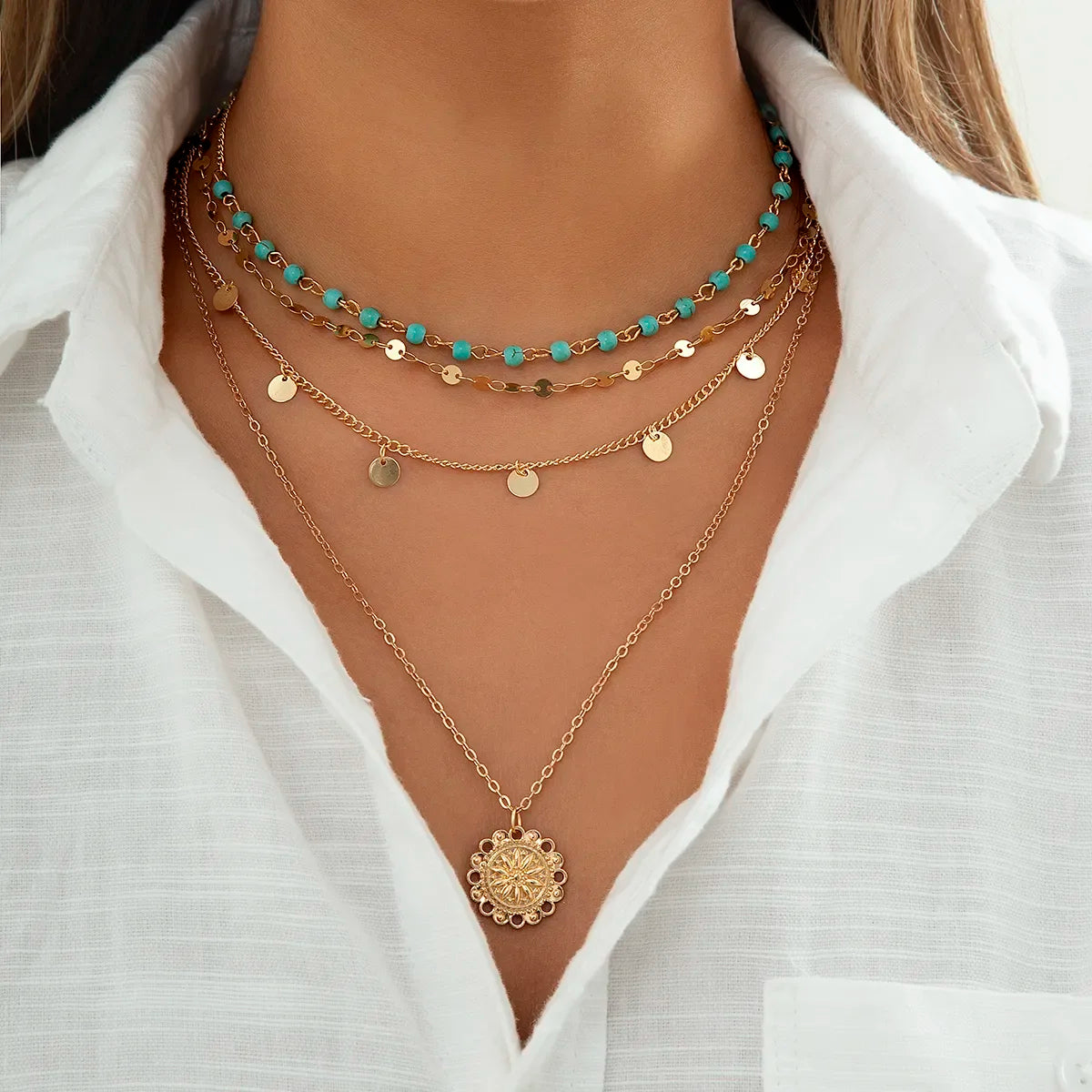 Boho Flower Pendant Set - Oria Jewel