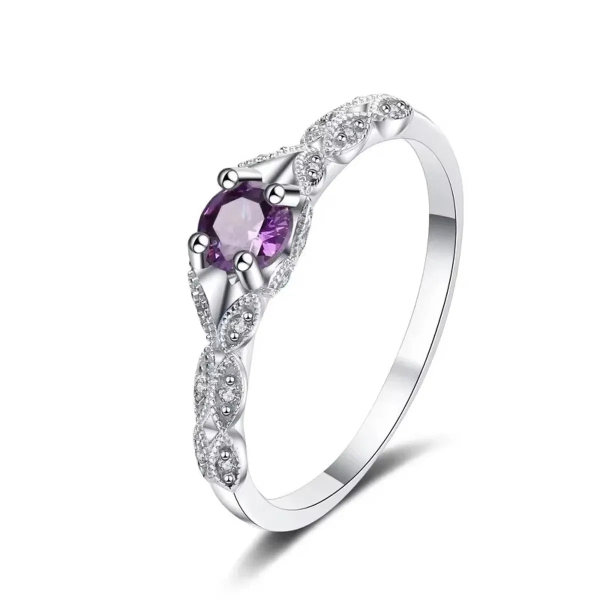 Silver Luxury Style Amethyst Zircon Women&