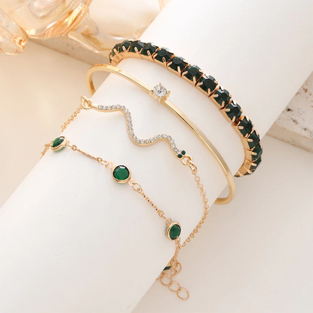 Retro Green Bracelet Set - Oria Jewel