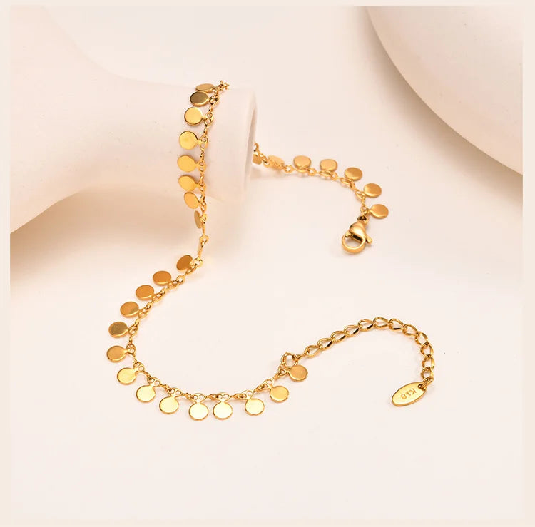 Coin Charm Gold Anklet - Oria Jewel