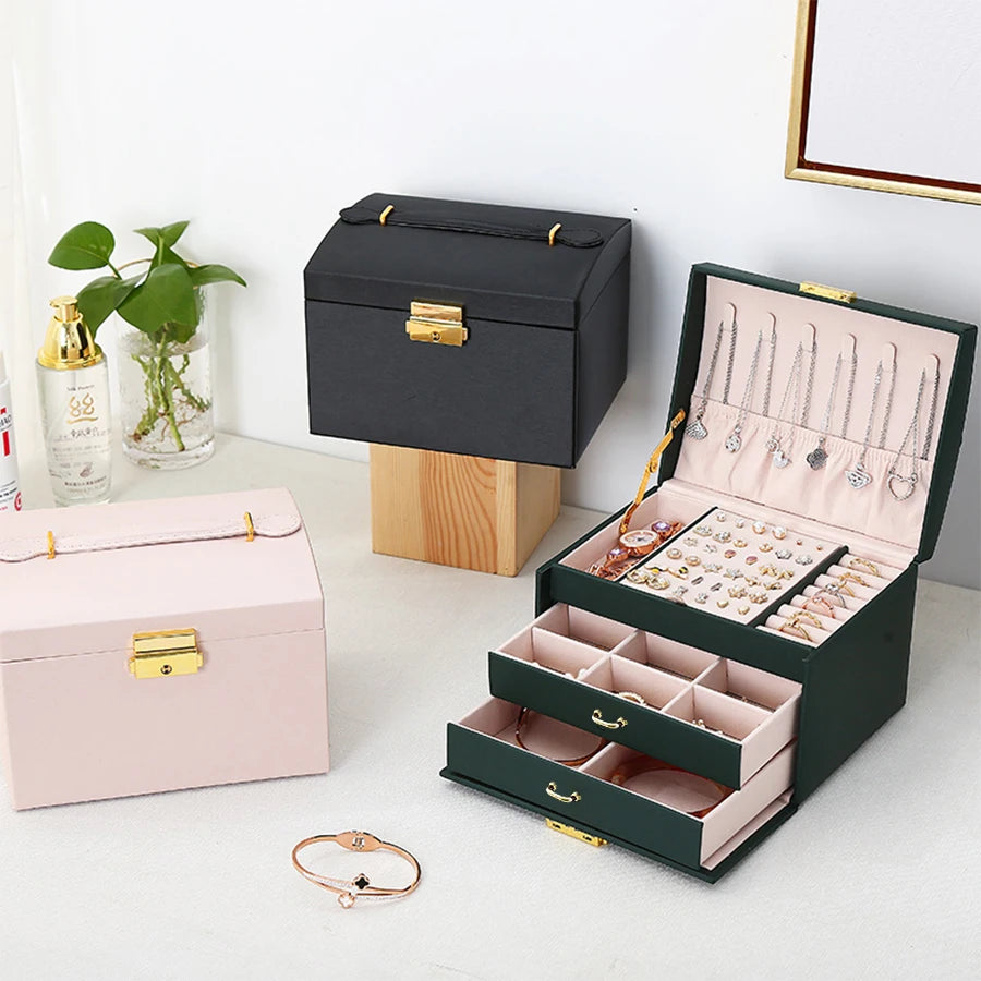 1PC, lock arch three-layer jewelry box, suitable for all kinds of jewelry storage - Oria Jewel
