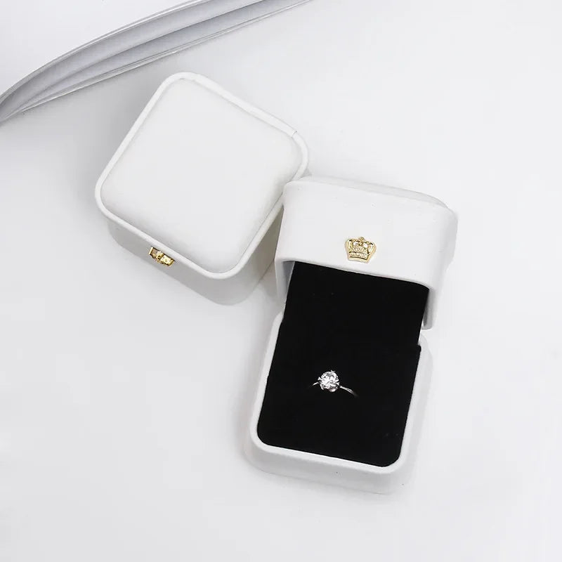 Ring Box Couple Proposal Ring Boxes PU Leather Jewelry Gift Case Ring Earrings Jewelry Display for Wedding Engagement - Oria Jewel