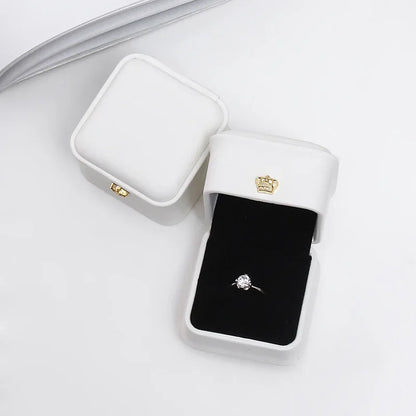 Ring Box Couple Proposal Ring Boxes PU Leather Jewelry Gift Case Ring Earrings Jewelry Display for Wedding Engagement - Oria Jewel