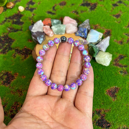 Bohemian Style Calm Mind Bracelet Purple Stone Beaded Stretch Bracelet Mens Womens Crystal Jewelry Gift for All Seasons - Oria Jewel