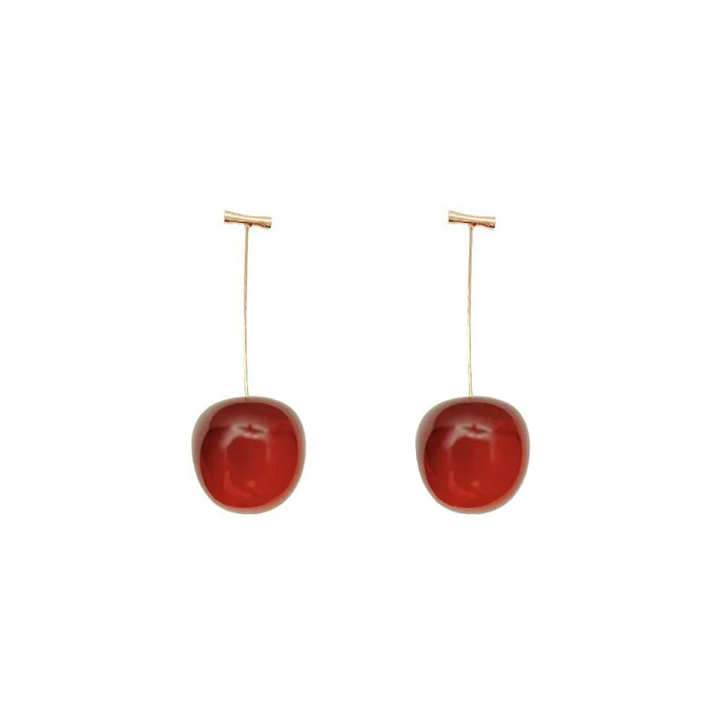 Cute Cherry Fruit Acrylic Earrings Fashionable Resin Cherry Earrings For Women Kpop Jewelry Trendy Accessories - Oria Jewel