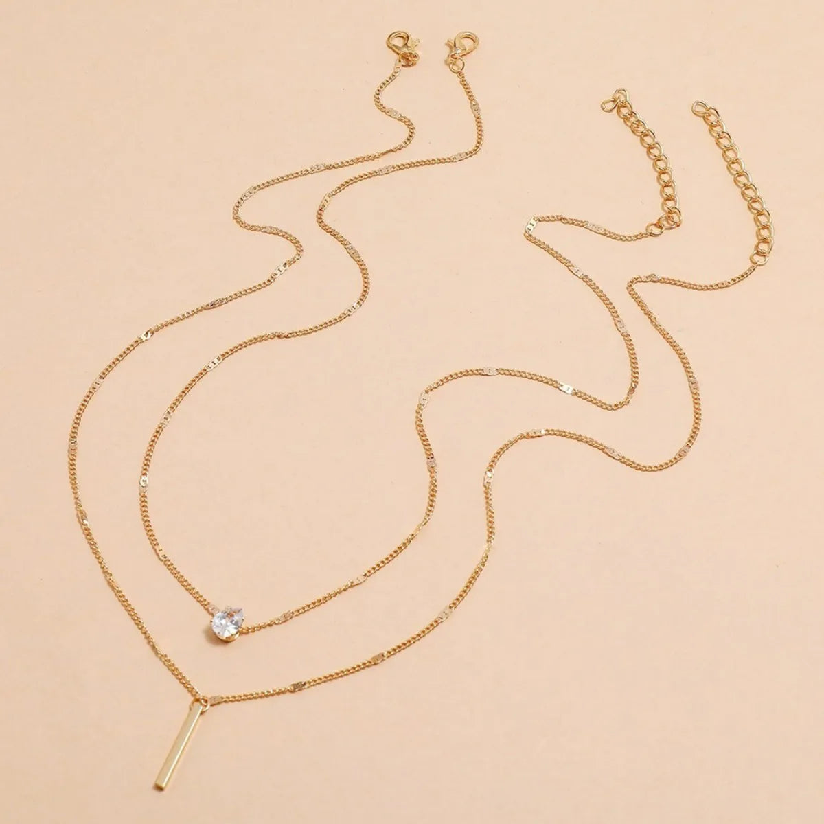 Multi-layer Five-pointed Star Heart Shape Water Drop Pendant Chain Necklace Alloy Material Glass Collarbone Chain Sexy Women&
