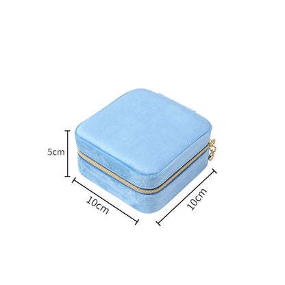 Velvet Jewelry Box For Women Necklace Ring Earrings Organizer Holder Travel Portable Zipper Square Jewelry Storage Case - Oria Jewel