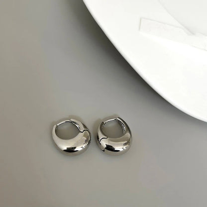 Punk Oval Hoop Earrings Metallic Geometric Ear Buckle Minimalist Style U-shaped Ear Buckle Daily Life Earring Accessories - Oria Jewel