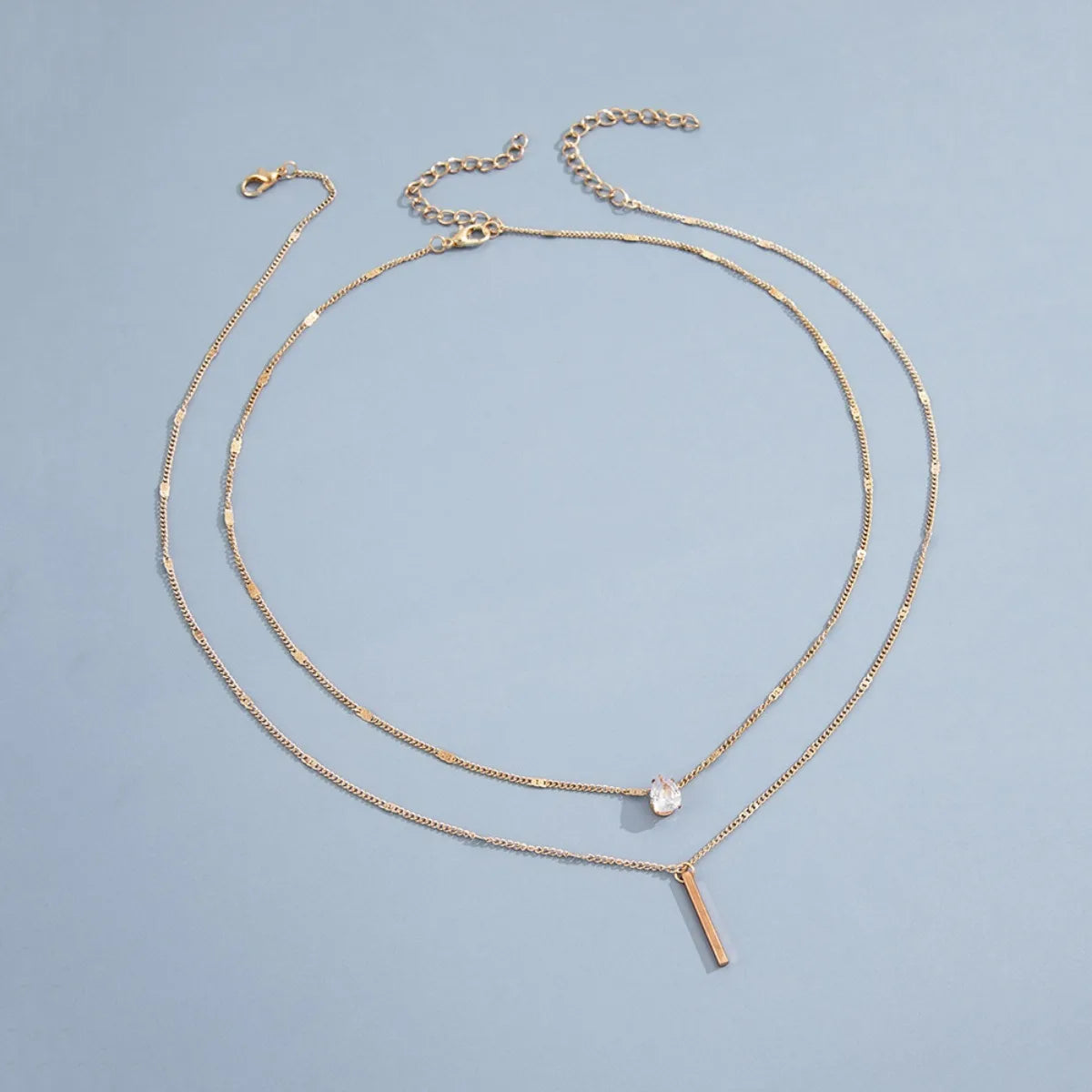 Multi-layer Five-pointed Star Heart Shape Water Drop Pendant Chain Necklace Alloy Material Glass Collarbone Chain Sexy Women&