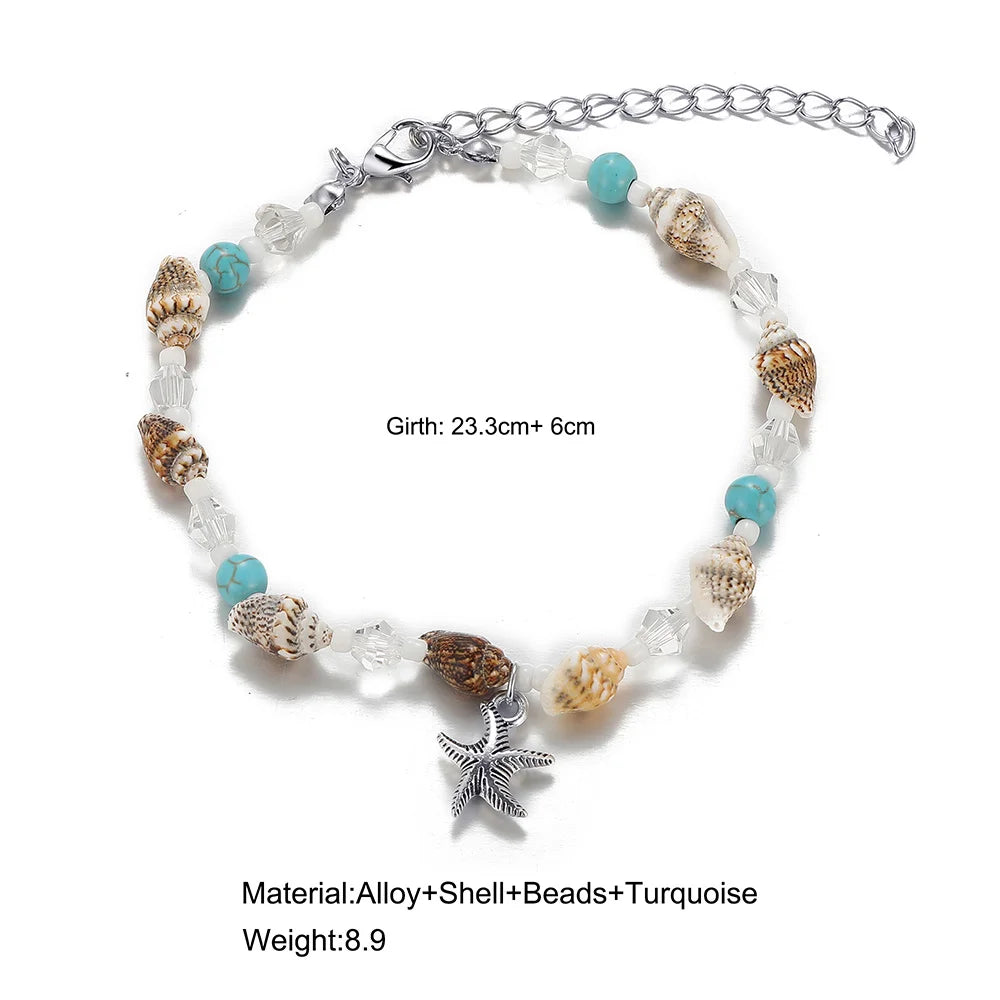 Bohemian Shell &amp; Starfish Anklet – Handmade Beach Jewelry for Women - Oria Jewel