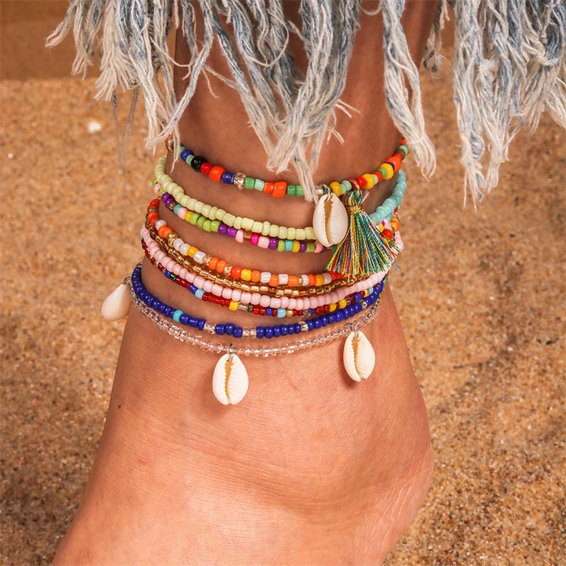 Boho Beaded Anklet – Handmade Colorful Summer Foot Chain for Women &amp; Girls - Oria Jewel