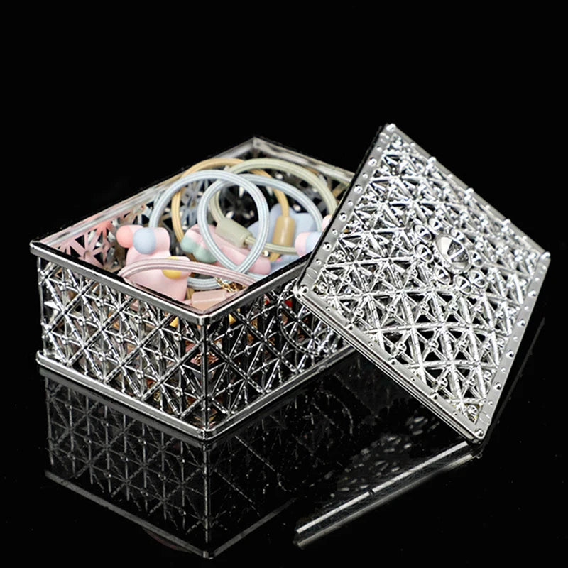 2 PCs Mini Treasure Storage Jewelry Box Silver-color Hollow Flower Pattern Jewelry Case Boxes for Necklace Earring Ring - Oria Jewel