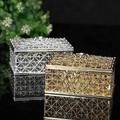 2 PCs Mini Treasure Storage Jewelry Box Silver-color Hollow Flower Pattern Jewelry Case Boxes for Necklace Earring Ring - Oria Jewel