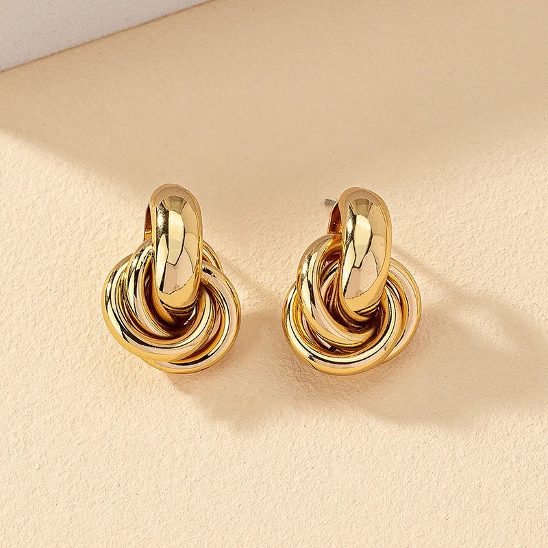 Obega Gold SIlver Color Knot Hoop Earring For Women Shiny Plating Trendy Earring Stud Cute Daily Wear Jewelry - Oria Jewel