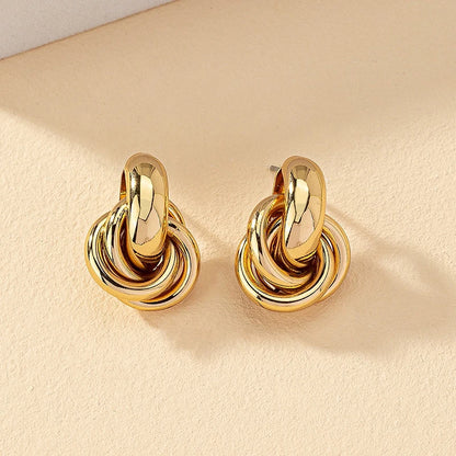 Obega Gold SIlver Color Knot Hoop Earring For Women Shiny Plating Trendy Earring Stud Cute Daily Wear Jewelry - Oria Jewel