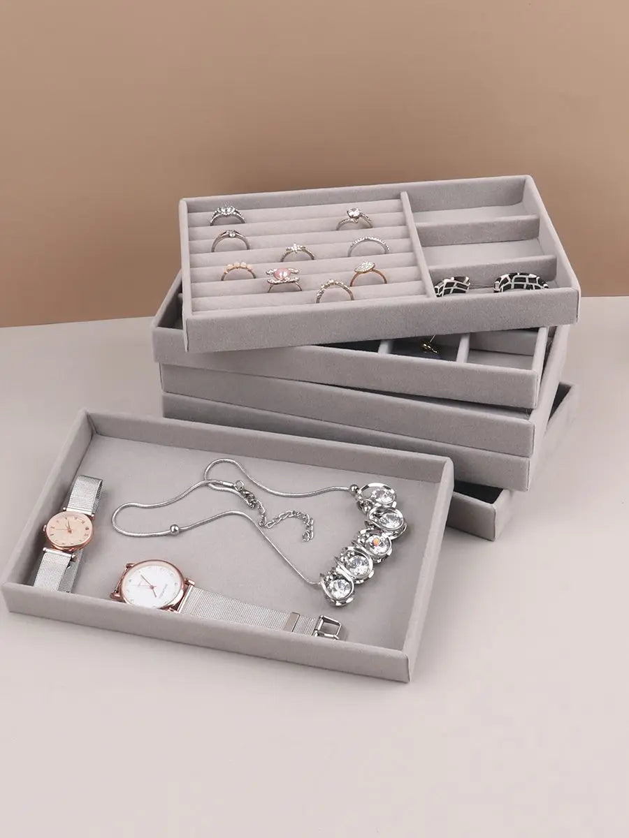 Velvet Jewelry Display Stackable Exquisite Jewellery Holder Portable Ring Earrings Necklace Organizer Box organizator de boys - Oria Jewel