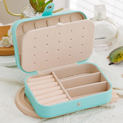 Portable Jewelry Storage Box Travel Organizer Jewelry Case Leather Storage Earrings Necklace Ring Jewelry Organizer Display - Oria Jewel