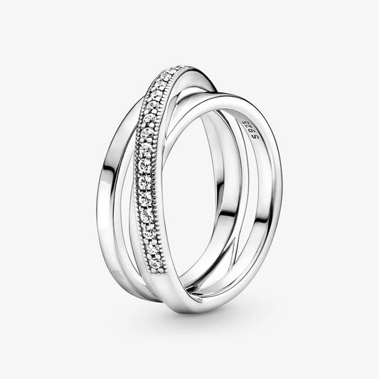 925 Sterling Silver Crossover Ring – Elegant Wedding & Engagement Jewelry - Oria Jewel