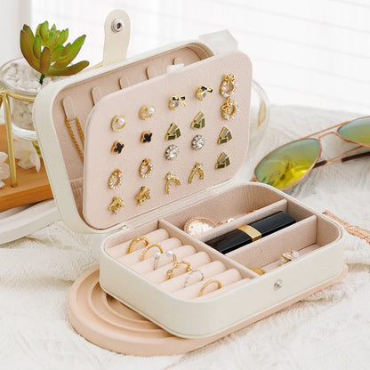 Portable Jewelry Storage Box Travel Organizer Jewelry Case Leather Storage Earrings Necklace Ring Jewelry Organizer Display - Oria Jewel