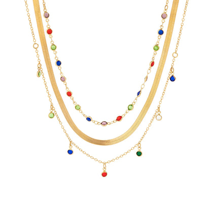 Gold Punk Layered Crystal Necklace - Oria Jewel
