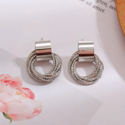 2pc Thread Ring Women Fashion Trend Light Luxury and Simple Earrings Outdoor Travel Carnival Banquet Party Holiday Dressing Gift - Oria Jewel