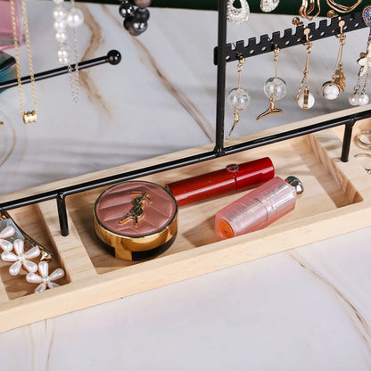 Multifunctional Earring Display Rack Necklace Ring Storage Rack Detachable Wooden Bottom Women Bracelet Watch Jewelry Rack - Oria Jewel