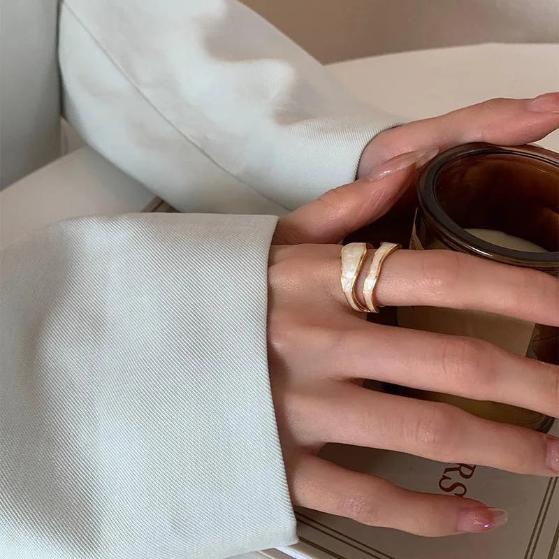 1PC Vintage Enamel Irregular Shape Rings For Women Gold Color Geometric Adjustable Open Ring Female Fashion Party Jewelry Gift - Oria Jewel