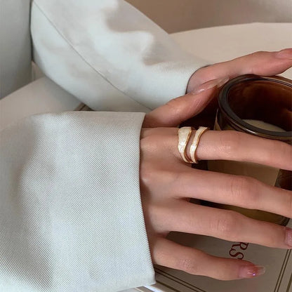 1PC Vintage Enamel Irregular Shape Rings For Women Gold Color Geometric Adjustable Open Ring Female Fashion Party Jewelry Gift - Oria Jewel