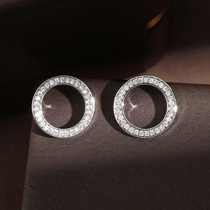 Fashion Ring Inlaid With Zirconium Hollow Stud Earrings For Women 18k Gold Couple Holiday Gift Earrings For Party Daily Jewelry - Oria Jewel
