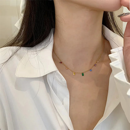 Colorful Zircon Drop Necklace - Oria Jewel