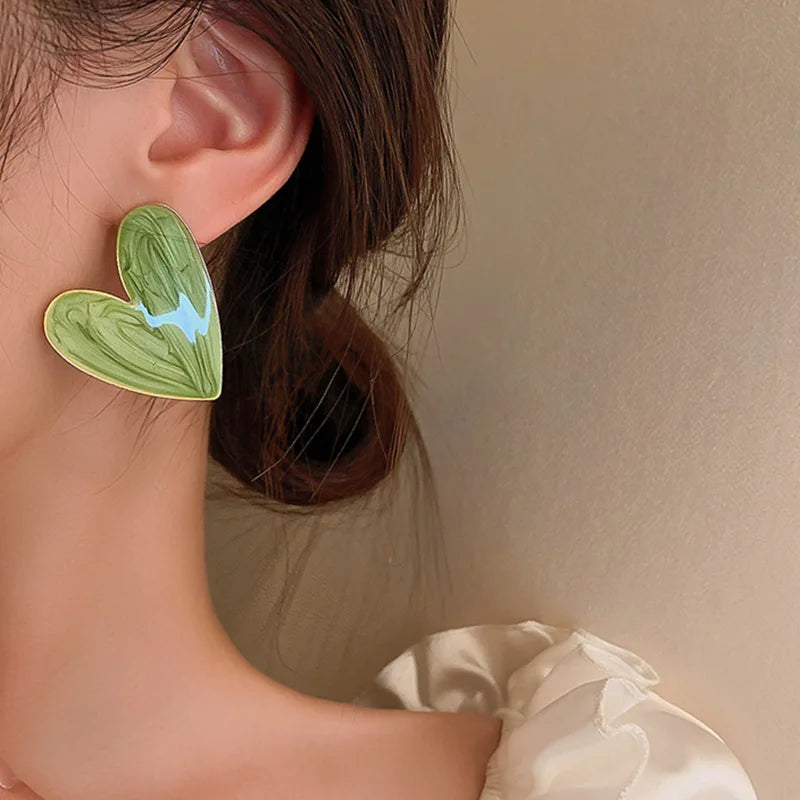 Big Heart Stud Earrings - Oria Jewel