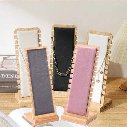 Fashion Wood Necklace Display Stand Large Capacity Pendant Bracelet Anklet Long Chain Jewelry Storage Rack Counter Showcase Prop - Oria Jewel