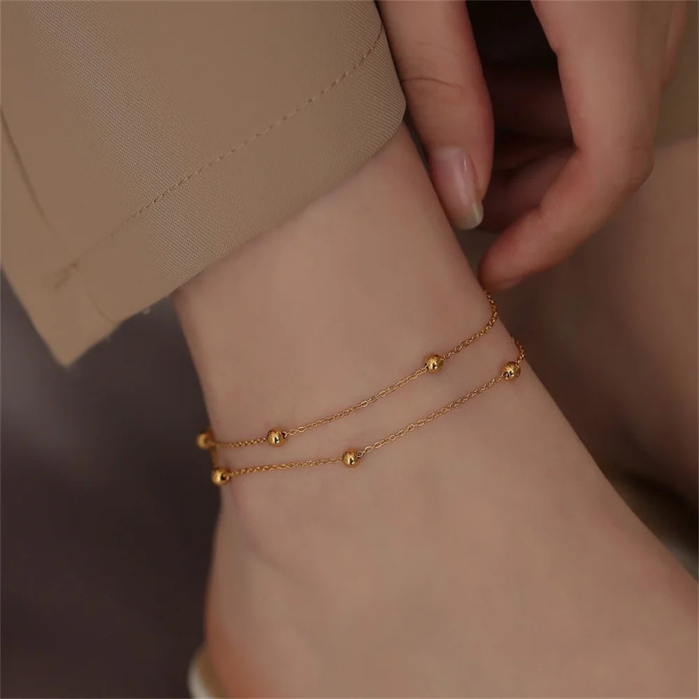 Golden Layers Anklet - Oria Jewel