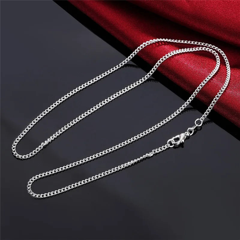 925 Sterling Silver 2MM Chain Necklace for Men &amp; Women - Oria Jewel