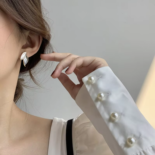 Korean Leaf Stud Earrings for Women - Oria Jewel