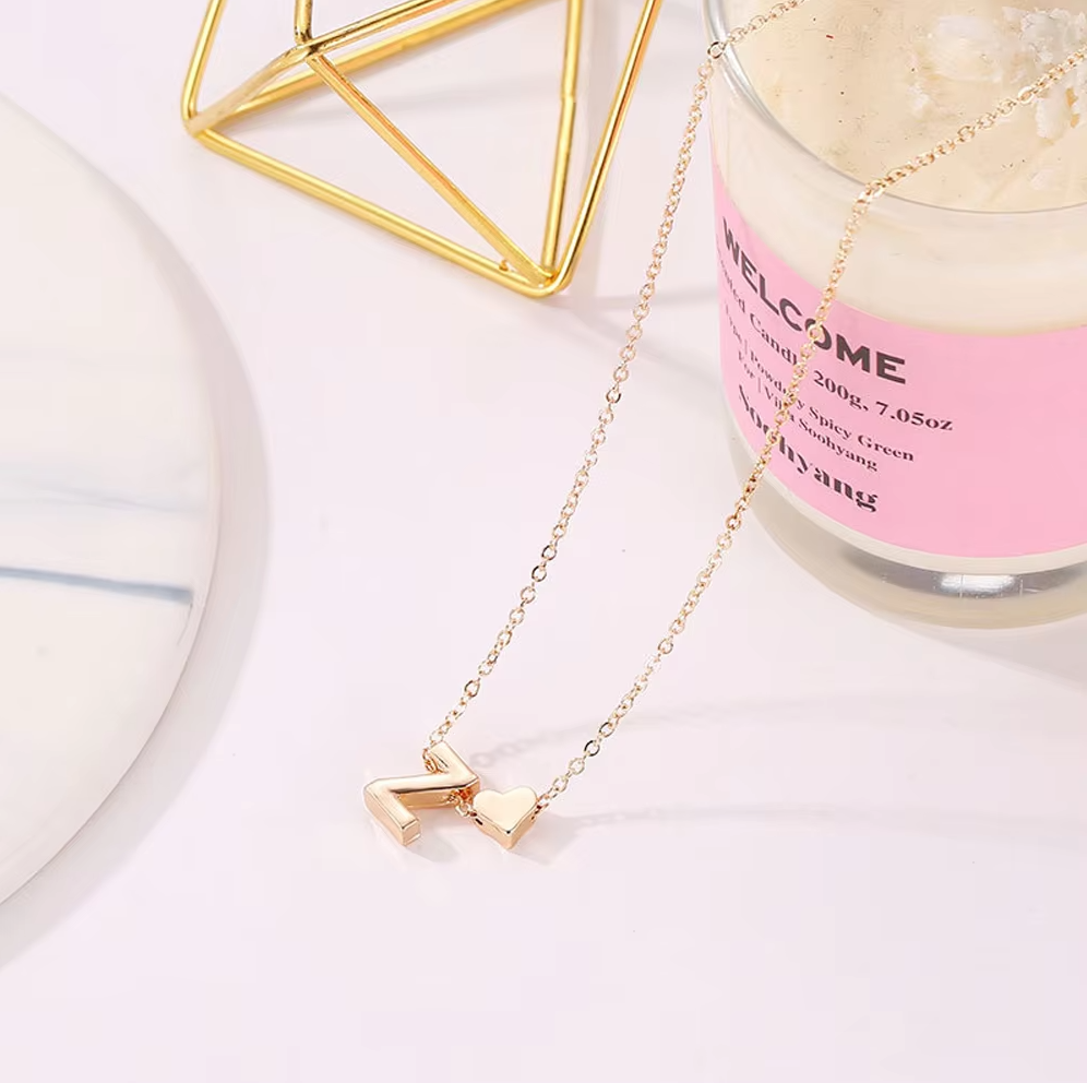 Personalized Heart Initial Necklace – Gold &amp; Silver Jewelry - Oria Jewel