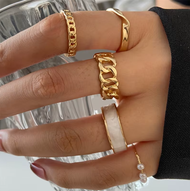 Bohemian Wave &amp; Butterfly Ring Set – Vintage Trendy Jewelry - Oria Jewel