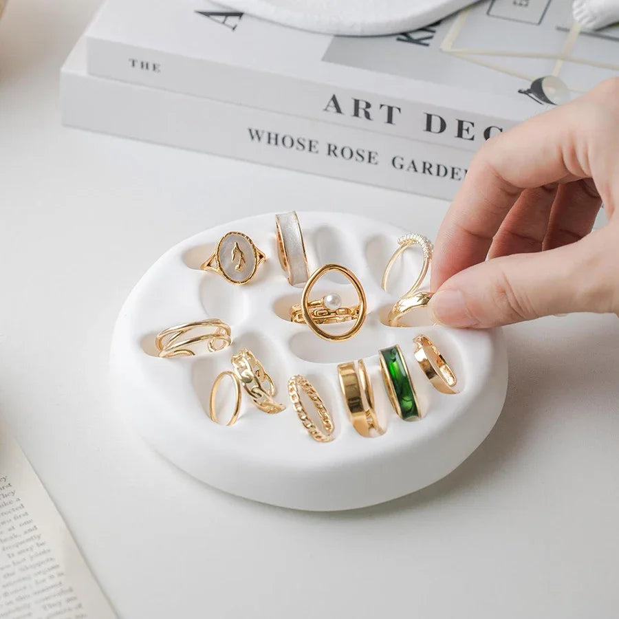 Gypsum white ring display stand holder ,Jewelry organizer props . couple ring display holders case , creative earrings box - Oria Jewel