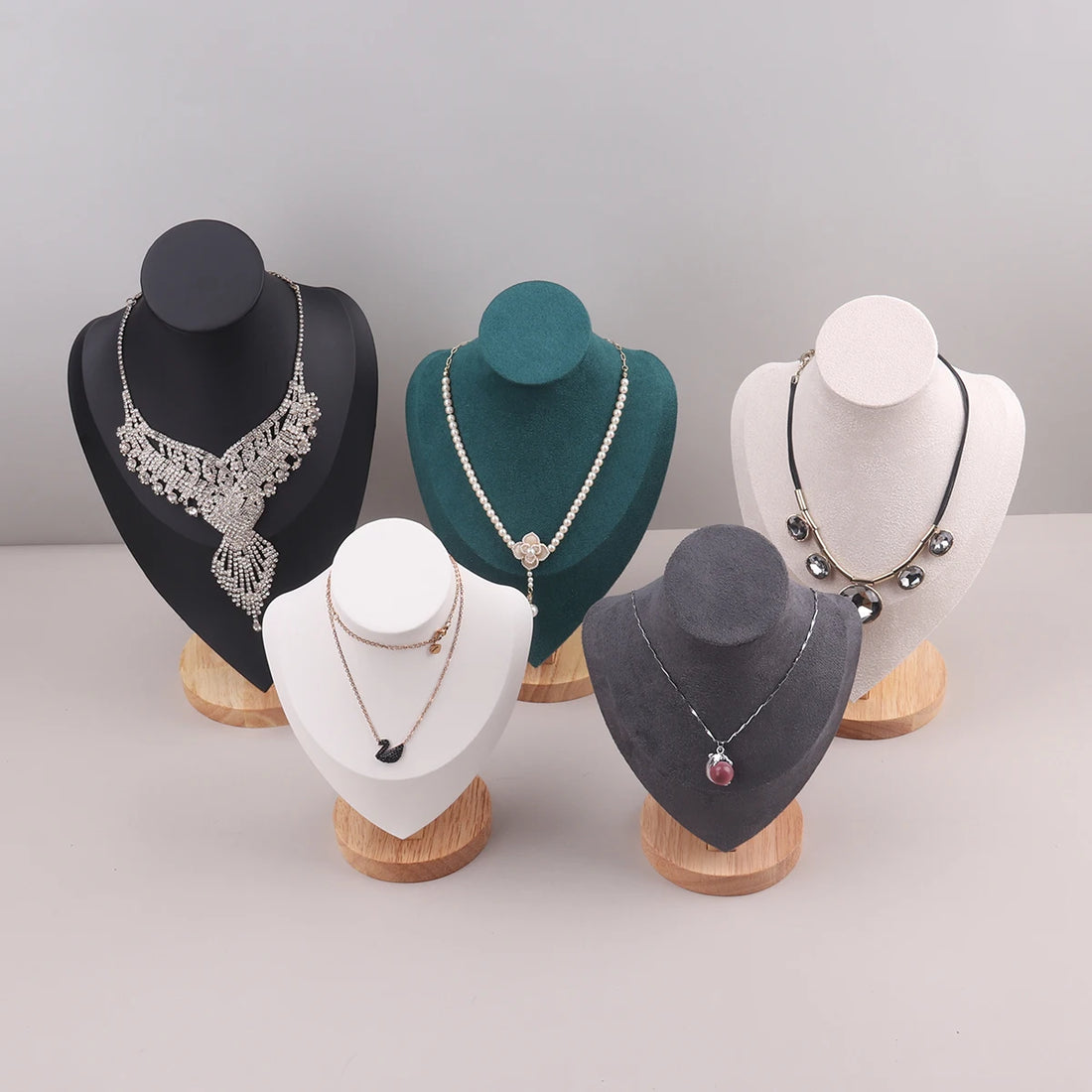 Velvet Portrait Necklace Display Pendant Organizer Jewelry Display Stand Jewelry Mannequin Bust Necklace Pendant Window Display - Oria Jewel