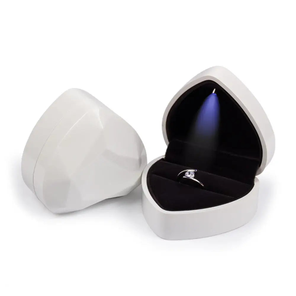 1 Pcs LED Jewelry Ring Box Luxury Velvet Rubber Necklace Pendant Gifts Display With Light For Proposal Engagement Wedding Case - Oria Jewel