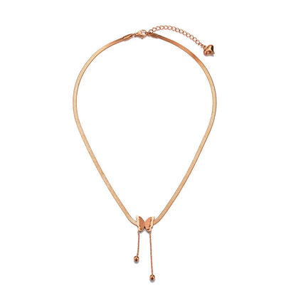 Multilayer Vintage Butterfly Necklace For Women Gold Color 316L Stainless Steel Blade Snake Chain Charms Choker Jewelry Gift - Oria Jewel