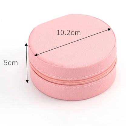 Portable Round Jewelry Box Necklaces Earrings Rings Jewelry Organizer Display Travel Jewelry Case Boxes Pu Leather Storage Box - Oria Jewel