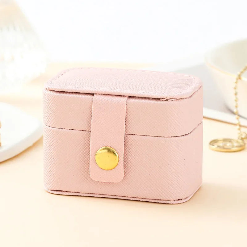 Mini Portable Small Jewelry Storage Bag Travel Simple Leather Ring Necklace Earrings Storage Box Organizer Display Gift Box - Oria Jewel