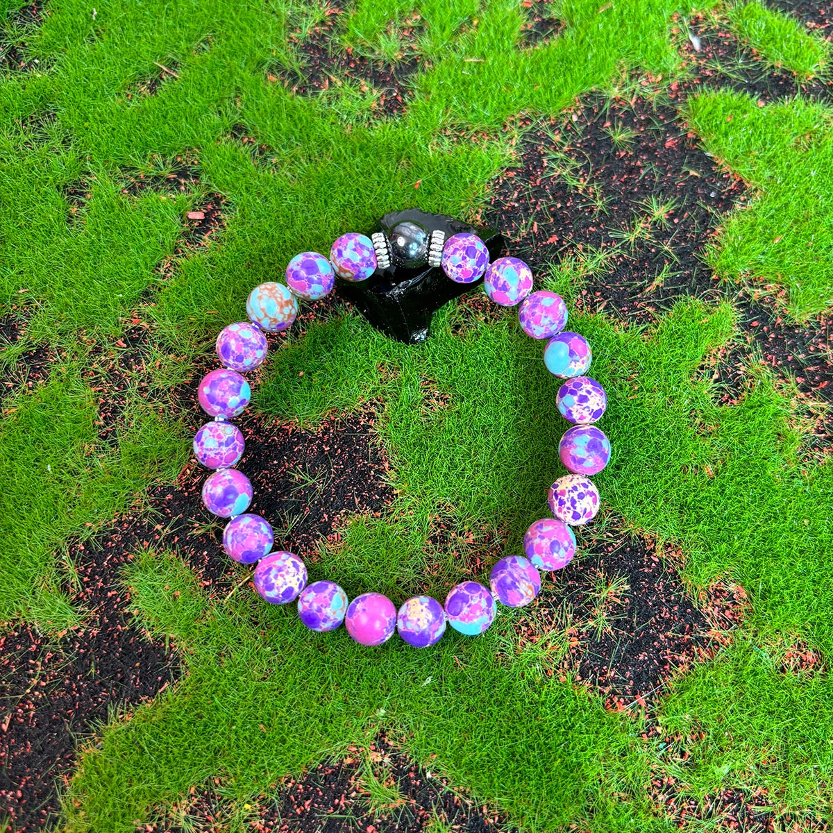Bohemian Style Calm Mind Bracelet Purple Stone Beaded Stretch Bracelet Mens Womens Crystal Jewelry Gift for All Seasons - Oria Jewel