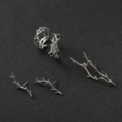 Retro Thorn Silver Ring - Oria Jewel