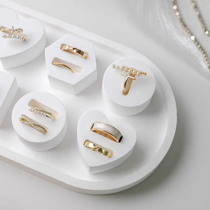 Gypsum white ring display stand holder ,Jewelry organizer props . couple ring display holders case , creative earrings box - Oria Jewel