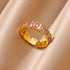 White Square Zircon Spliced Open Rings For Women Minimalist Stainless Steel Adjustable New Wedding Aesthetic Ring Jewelry BFF - Oria Jewel