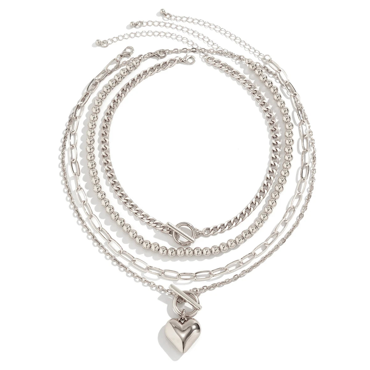 Y2K Heart Punk Necklace Set - Oria Jewel
